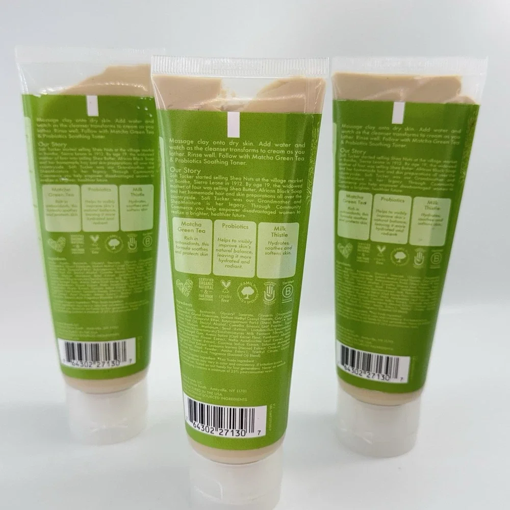 3 X Shea Moisture Matcha Green Tea & Probiotics Clay to Cream Cleanser NEW LOT 3